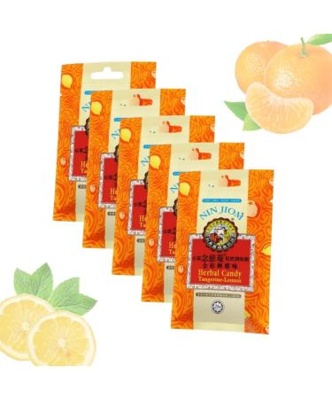 Herbal Candy Tangerine Lemon - Fresh Breath - Herbal Candy Nin Jiom Tangerine-Lemon - Pack of 5 x 20g Packs