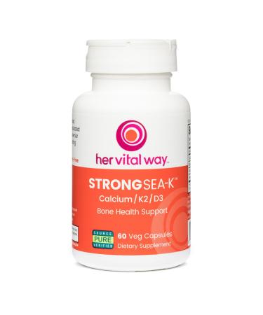 her vital way Strong Sea-K Calcium Supplement - Whole Food Calcium with K2 and D3 - Comprehensive Bone Health Supplement with Trace Minerals - 90 Capsules