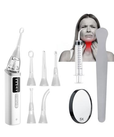 3 Angle Adjustable Tonsil Lithoremotor Tonsil Lithoremoval Kit with 5X Mirror and Silicone Spoon Suitable for Adult Use
