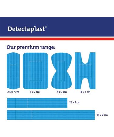 Detectaplast Blue Waterproof Metal Detectable Plasters - 100 Strips, 25x72 mm - Ideal for Catering First Aid Kits in Food Handling Environments - Buy Online on GoSupps.com