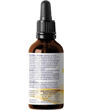 Zane Hellas 100% huile d'origan non dilu e.Huile Essentielle Grecque Pure d'Origan.86% Min Carvacrol.164 mg de carvacrol par portion.Probablement la meilleure huile d'origan au monde.1 oz-30ml - Buy Online on GoSupps.com