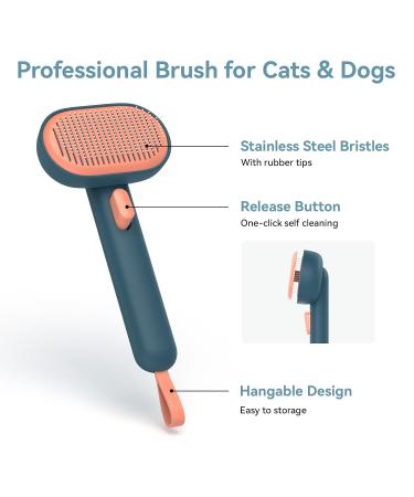 Self-Cleaning Cat Brush for Short-Haired Cats | Aumuca Pet Hair Brush - Removes Mats & Loose Fur (Green) - Buy Online on GoSupps.com