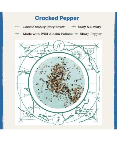 Neptune Wild Alaska Pollock Fish Jerky - Cracked Pepper 2.2oz | Organic, Gluten-Free, Paleo | 25g Protein, 450mg Omega 3s | Sustainably Sourced from US Fisheries - Buy Online on GoSupps.com