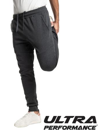 Men's Ultra Performance 3 Pack Fleece Active Tech Joggers with Zipper Pockets - Black/Charcoal/Heather Grey (Large) - Buy Online on GoSupps.com