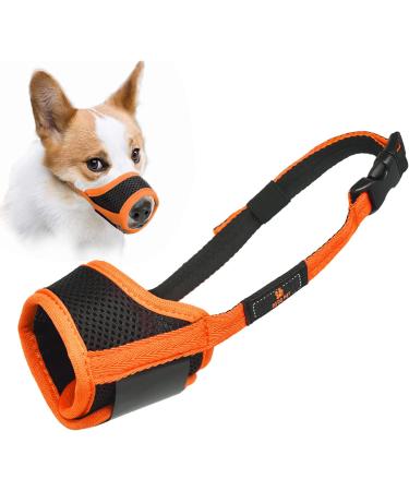 Muzzle for dogs muzzle with Velcro fastener bite bite safe barking and chewing with adjustable loop breathable mesh - orange s s orange