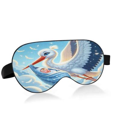 Sleep Mask Light Blocking Flying Stork with Newborn Baby Eye Mask for Sleeping with Adjustable Strap Soft Lightweight Eye Cover Blindfold for Men Women Work Travel Naps
