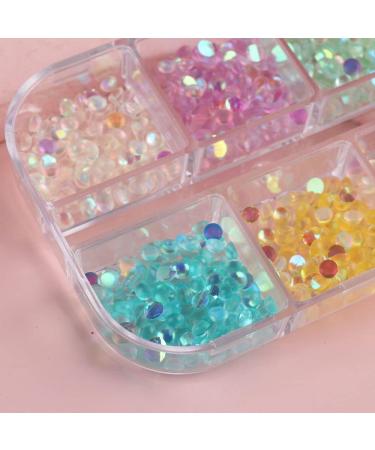 6 Grid Accessories Crystal Strass Diamond AB Color Round Glass Mermaid Gradient Aurora Nail Rhinestones - Buy Online on GoSupps.com