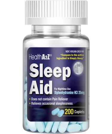 HealthA2Z Sleep Aid 200 Caplets | Diphenhydramine HCl 25mg | Regular Strength Sleeping Pills | Safe & Non-Habit-Forming - Buy Online on GoSupps.com