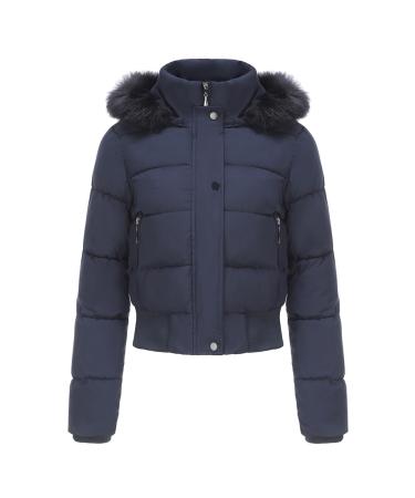 Hehiy ladies winter coat warm quilted coat long with hooded winter jacket women winter coat women elegant coat women long Elegant vest women with hood short dark blue xl