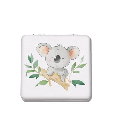 Vanity Mirror Cute Koala Design Shatterproof Pocket Mirror Unique Double Sided Magnifying Portable Compact Mirror Square Makeup Vanity Mirror for Women and Girls