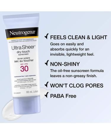 Neutrogena Sunscreen Lotion SPF 30 Ultra Sheer Dry-Touch Sun Cream Oxybenzone-free Dermatologist-tested Water Resistant & Non-Greasy 88mL 88 ml (Pack of 1) SPF 30 - Buy Online on GoSupps.com