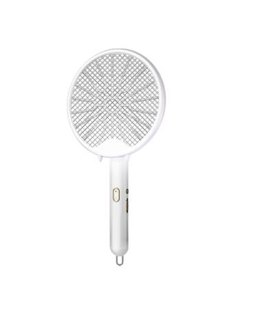 Racket USB Rechargeable Fly Racket - Foldable Fly Swatter Racket 3000 Volts Fly for Buggs Fly Killers for Travel Outdoor Camping (White)