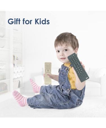 2Pack Silicone Baby Teething Toys | TV Remote Control Shape Teether for Babies 3-12 Months | Soft Chew Toys for Boys or Girls | Grey+White - Buy Online on GoSupps.com