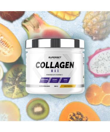 Superset Nutrition - Collagen Max (350g) - 71% Peptan Type I Hydrolyzed Collagen - Enriched with Vitamins C B3 and B8 - Joint Support & Skin Beauty - Tropical - Buy Online on GoSupps.com