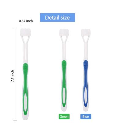 2-Piece 3-Sided Autism Toothbrush for Complete Teeth & Gum Care - Soft/Gentle Bristles - Green & Blue - Buy Online on GoSupps.com