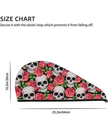 Skull and Roses Microfiber Hair Towel - Soft Super Absorbent Wrap for Long Curly & Thick Hair - Quick Dry Coral Velvet Cap for Women - Buy Online on GoSupps.com