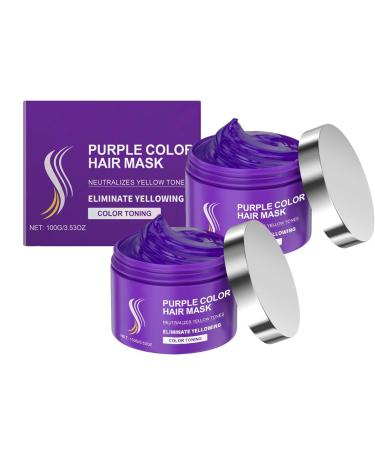 Purple Hair Mask - Keratin Hair Treatment, Repairing and Nourishing Treatment for Bleached Hair, Deep Conditioner and Tonic for Blonde Hair (2pcs)