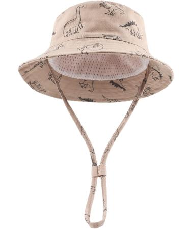 XIAOHAWANG Baby Boy Sun Hat | Dinosaur Bucket Hat for Infant Toddler | 1-2 Years, Khaki - Buy Online on GoSupps.com