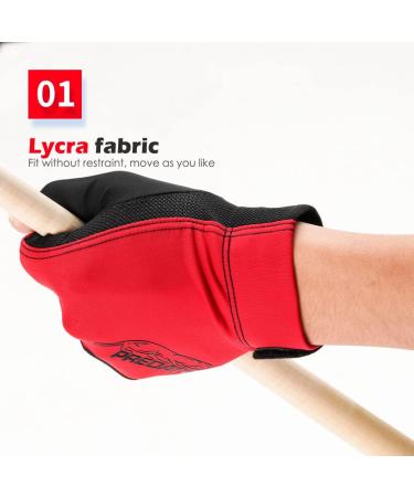 Critical Predator Billiard Glove - Non-Slip Lycra Fabric, Red - Buy Online on GoSupps.com