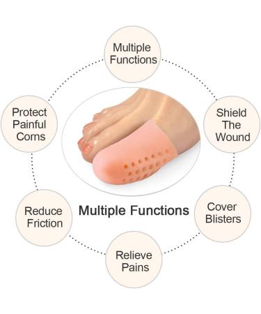 Beige Big Toe Caps 10 Pack - Breathable Gel Protector Sleeves for Corns, Blisters, Toenails - Pain Relief for Men and Women - Buy Online on GoSupps.com