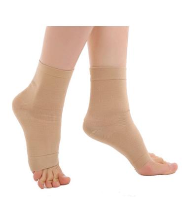 Foot Sleeves Ankle Support Heel Pain Best Plantar Fasciitis Sock Compression Socks for Men Women Arch Support Pain Relief Sleeve Tag M(7.48"-8.66") Nude