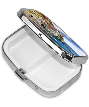Cinque Terre Scenery 2 Compartment Small Pill Case | Cute Travel Pill Organizer for Pocket & Purse - Perfect Gift - Buy Online on GoSupps.com