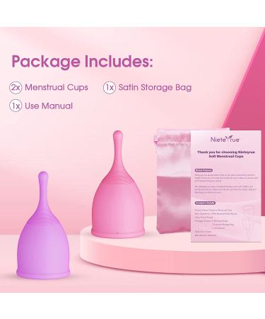 Large Menstrual Cups - 2 Sets Reusable Soft Cups for Heavy Flow - Medical Grade Silicone - USA Designed - Tampon & Pad Alternative (Pack of 2) - Buy Online on GoSupps.com