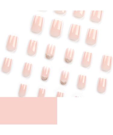 French Short gradient nail with white edge design glitter golden false nails press on nails Acrylic False Nails Cute Artificial Nails for women and girls - Buy Online on GoSupps.com