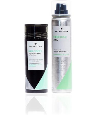 Poudre densifiante volumatrice pour cheveux - Calvitie perte de cheveux & racines - Microfibres de k ratine naturelle. Hair loss concealer I Noir (Fixant + Fibres) I