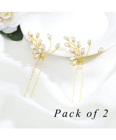 Zoestar Rhinestone Crystal Bridal Hair Pins - Gold Wedding Hair Accessories for Women & Girls (2 Pack) - Buy Online on GoSupps.com