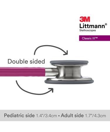 3M Littmann Classic III Monitoring Stethoscope 69cm Raspberry Tube 5648 - Standard Chestpiece - Buy Online on GoSupps.com