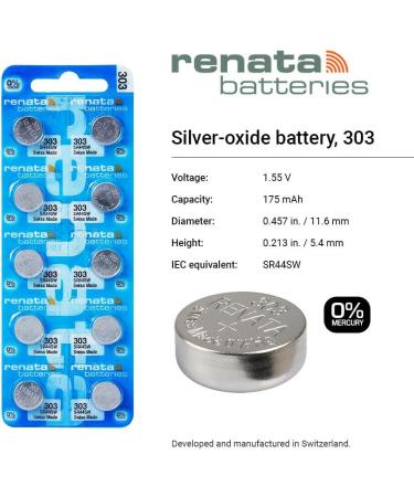 Buy Renata 303 SR44SW Batteries - 1.55V Silver Oxide Watch Battery (2 Count) | International Shipping Available - Buy Online on GoSupps.com