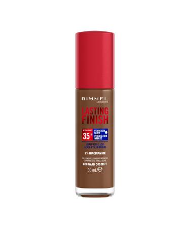 Rimmel London - Lasting Finish 35 Hour Foundation Long-Wearing Hydrating Vegan Formula Full-Coverage - Warm Coconut 1 count (Pack of 1) Warm Coconut - 600