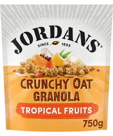 Jordans Granola Tropical Breakfast cereal High fiber 4 PACKAGES of 750g - Buy Online on GoSupps.com