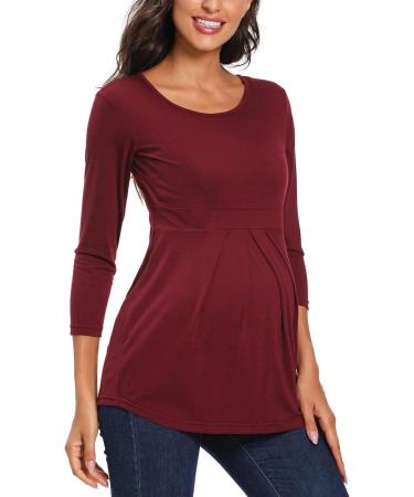 Love2Mi Maternity Summer Tunic Pregnancy T-Shirt Short Sleeve - Wine Red - Size L - Buy Online on GoSupps.com
