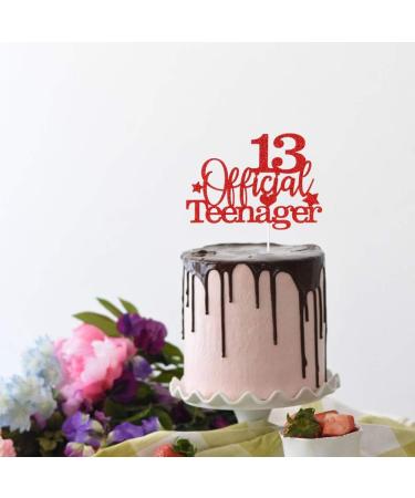 Tenhaisi Gilttery Red 13 Ofiicial Teenager Cake Topper Happy 13 Teenager Birthday Cake Topper Cheers to 13 Years Decoration - Buy Online on GoSupps.com