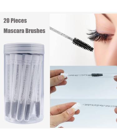 Disposable Mascara Brushes Tubes Set - 20 Pieces Empty Tubes with Eyelash Brushes for Extension - Diamond Black - Buy Online on GoSupps.com
