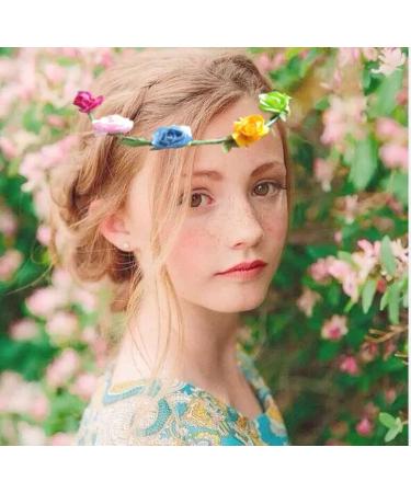 Kaptin 10 Pack Multicolor Flower Crown Headband for Women and Girls - Festival, Wedding, Party Floral Garland Headbands - 10 Count - Buy Online on GoSupps.com