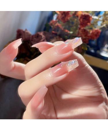 24Pcs/Set Press On Nails Pink Long False Nails Acrylic Fake Nails Full Cover Nails Tips Artificial Finger Manicure Press on nails for Women and Girls - Buy Online on GoSupps.com