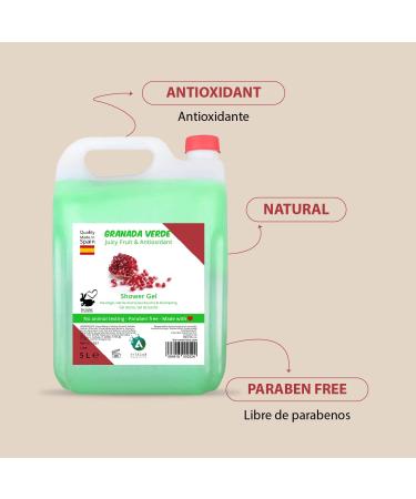 Intercabo Soluciones SL Shower gel Pomegranate Set of 2 x 5L Moisturizing and refreshing body wash with fruity scent Gentle cleansing for daily use Large format for longlasting care - Buy Online on GoSupps.com