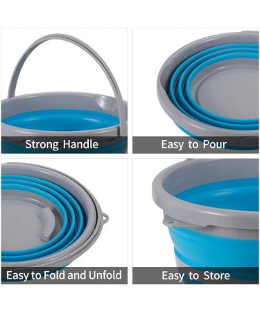 Foldable Bucket Collapsible - 5L + 10L Blue Beach Toy & Camping Container - Buy Online on GoSupps.com