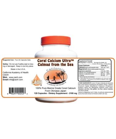 Coral Calcium Capules from CAOH (1 Bottle: 2100 mg per Serving - 100 Capsules)