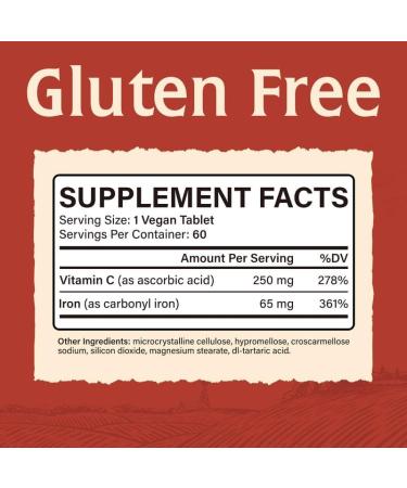Elixeed Iron Tablets 65mg for Women & Men - Gentle & Well-Absorbed Blood Health Support - Vegan-Friendly - 60 Tablets - Buy Online on GoSupps.com