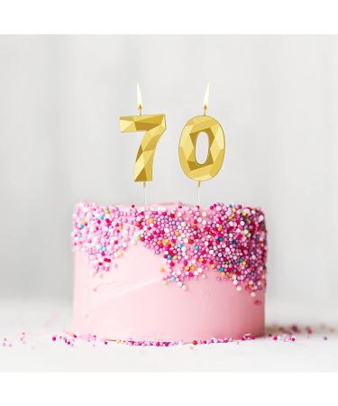 70th Birthday 3D Diamond Shape Number 70 Candles - Gold Happy Birthday Cake Topper for Wedding Decoration & Theme Parties - Buy Online on GoSupps.com