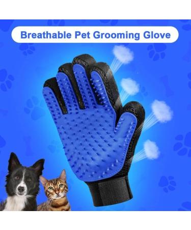Pet Grooming Glove Pet Brush Glove Deshedding Brush Glove Pet Hair Remover Brush Bath Tool for Pets Grooming Pet Mitt For Dogs Cats & Horses with Long/Short/Curly Hair (Blue) - Buy Online on GoSupps.com