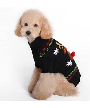 HRTTSY Dog Sweater - Christmas Cartoon Reindeer Knitwear for Pets | Warm XXS Black Winter Clothes - Buy Online on GoSupps.com