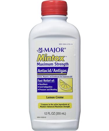 Mintox Maximum Strength Antacid Anti-Gas Liquid 12 oz - Lemon Flavor | Generic Maalox Max - Buy Online on GoSupps.com