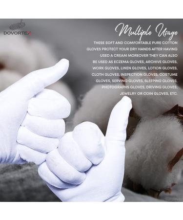 Buy Dovortex White Cotton Gloves - Ideal for Eczema Dry Hands & Moisturizing | 2 Pairs for Coin & Inspection Use - Ships Internationally - Buy Online on GoSupps.com