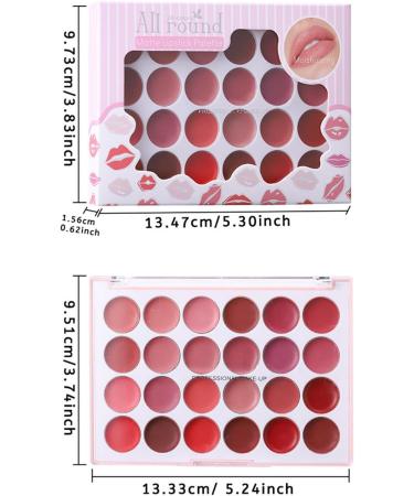 Lip Gloss Palette for Women Lip Color Palette Matte lip color Long Lasting Lip Gloss for Outdoor Travel 24 Color Portable Moisturizing Lipstick Sheet - Buy Online on GoSupps.com
