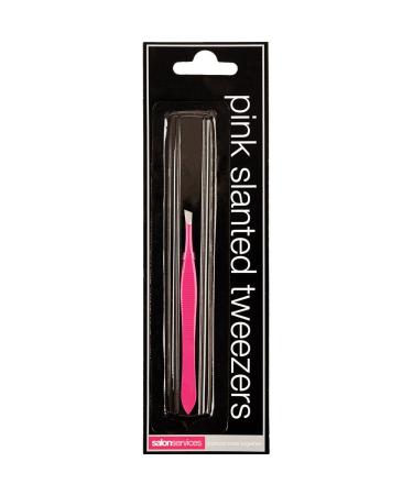 Salon Services Tweezers Slanted Pink